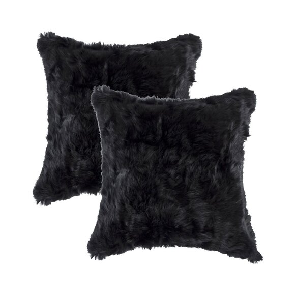 Natural Home Decor Classic Rabbit Pillow | 2-Piece | Black | 18"x18" - Picture 1 of 3